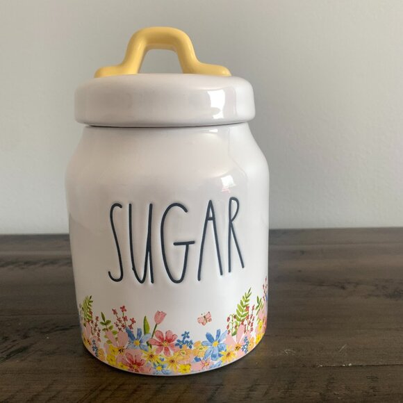 NEW RELEASE 2023 | Rae Dunn | Spring Floral 'SUGAR' Small Canister - Picture 1 of 7